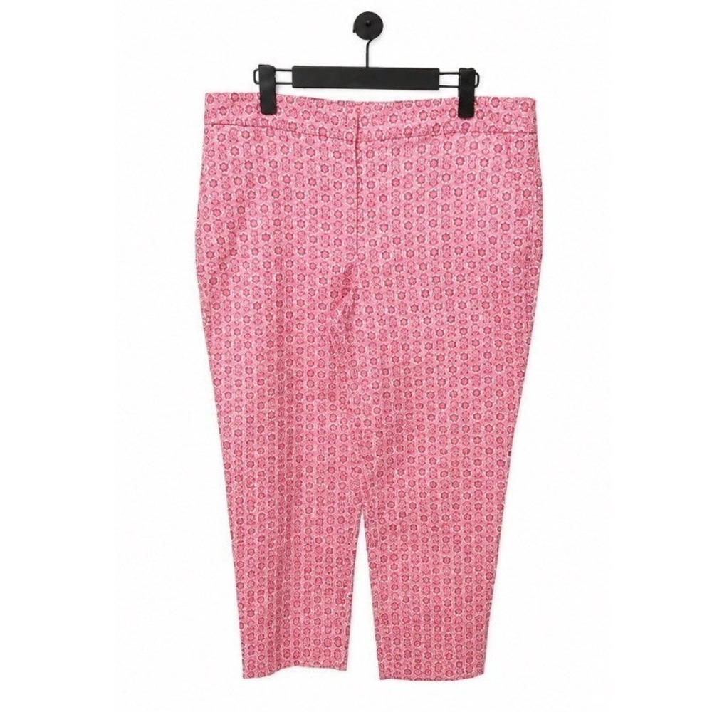 Talbots Cropped Pants Women 14 Red EUC Geometric Heritage Fit Jacquard Trousers